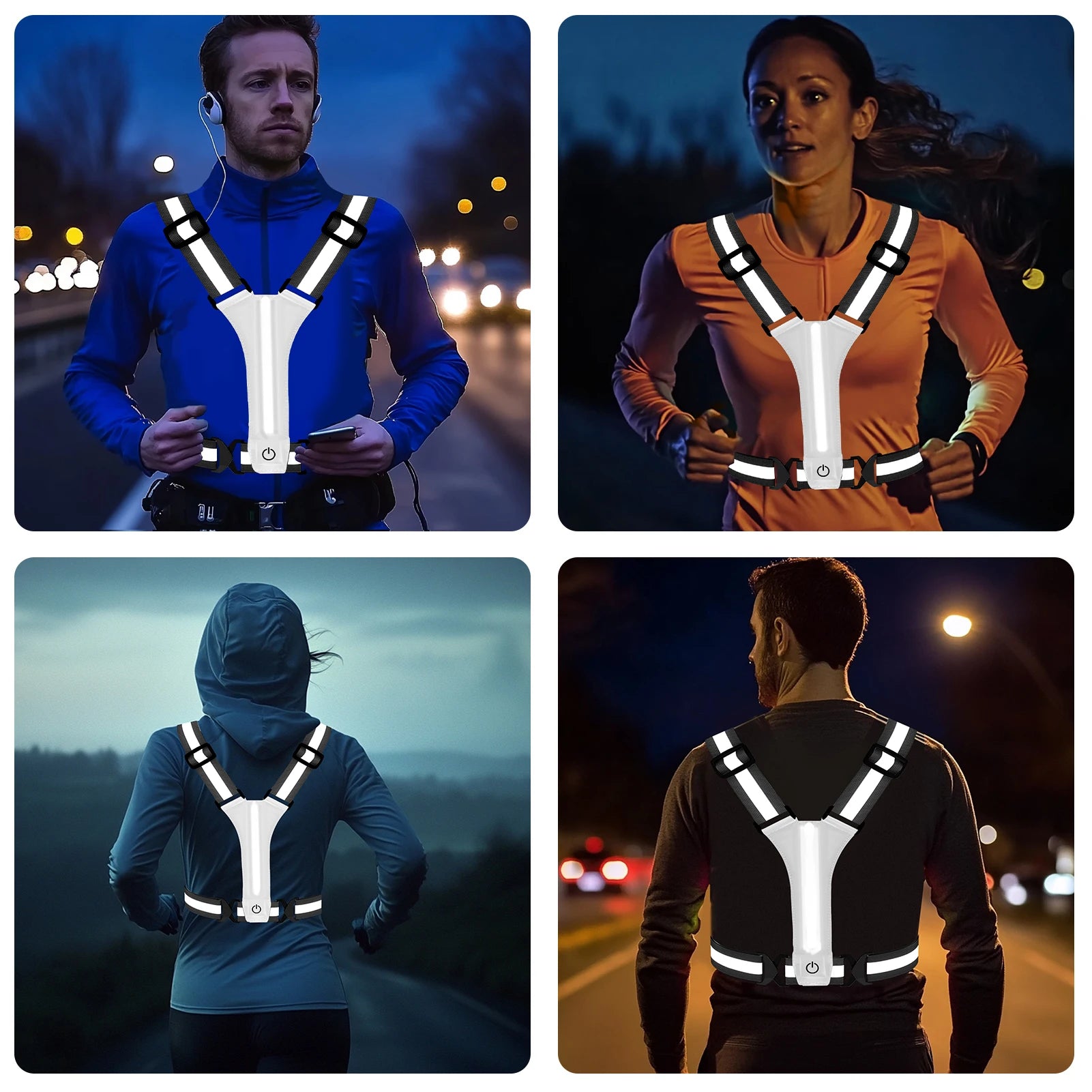 LED Reflective Vest Running Gear USB Rechargeable LED Light Up Vest High Visibility Running Lights for Jogging Running Walking
