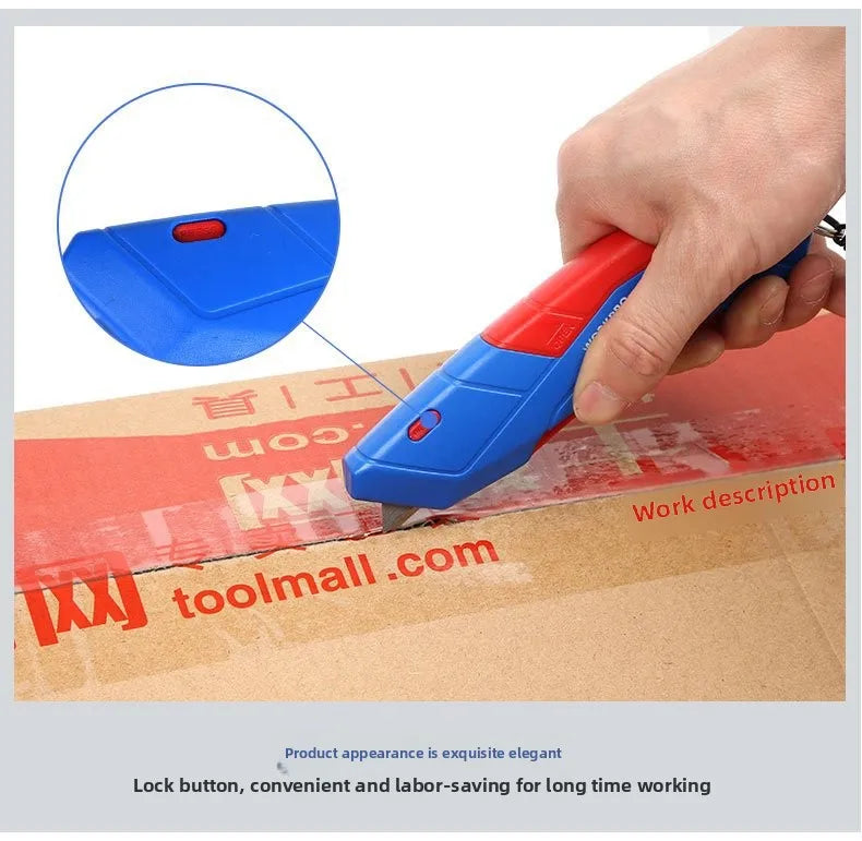 WORKPRO New Safety Cutter with Sheath & Lanyard, Self-Retracting Utility Knife, Compact Box Cutter, W013019