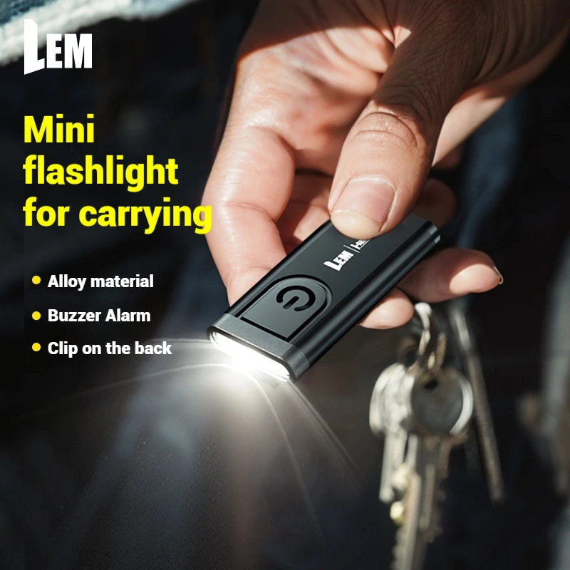 LEM LED Flashlight Outdoor Multi-use Portable Rechargeable Lightweight 70LM 5W 4 Modes with keychain Clamp White Lights Lamp 19g