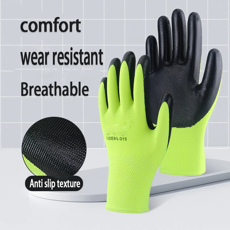 1/3/5/10/12/24 pairs of safety work gloves, used for construction,  transport，warehouse, gardening, and landscape work