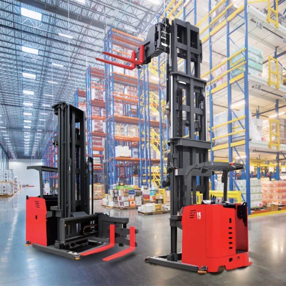 Narrow Aisle Forklift  Electric 3 Way Pallet Stacker 1ton 1.5 Ton VNA Forklift with AGV System Optional Lithium Battery