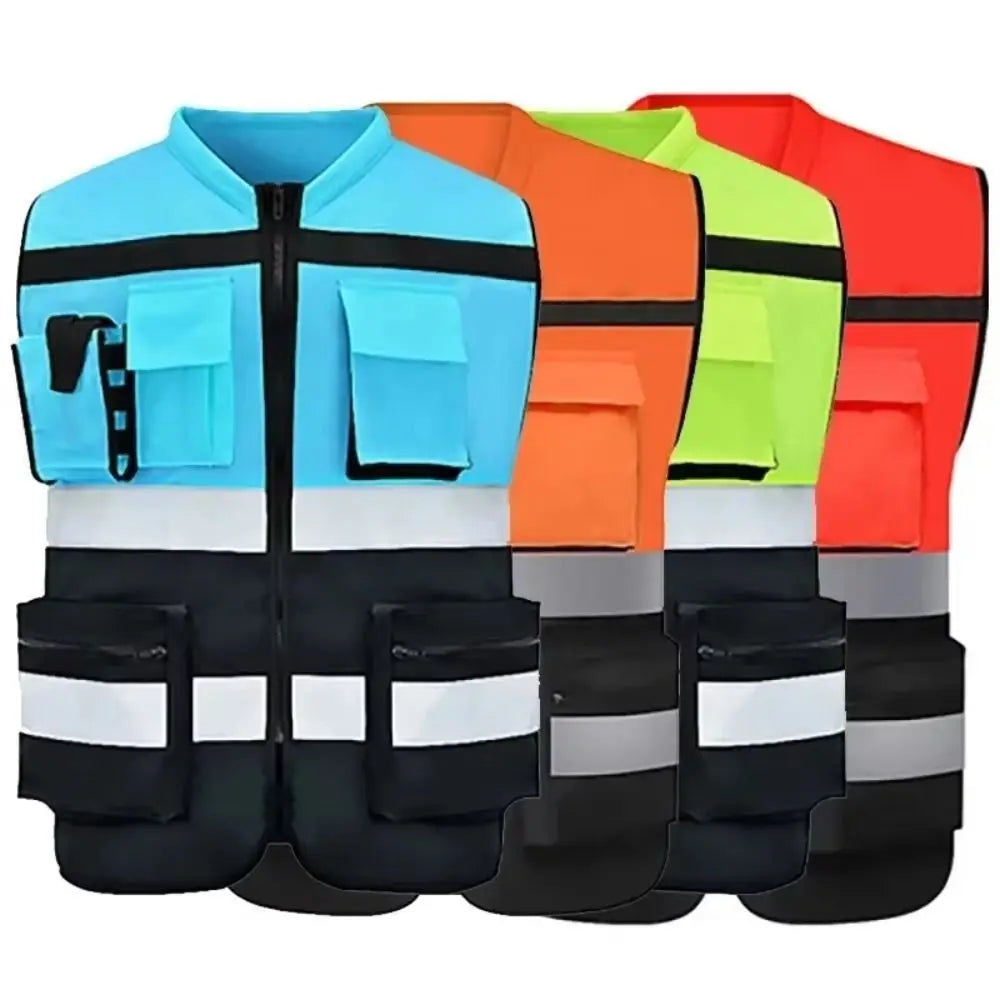 High Visibility Reflective Vest Warning One Size Outdoor Safety Clothing with Pocket Security Construction Clothes Sports