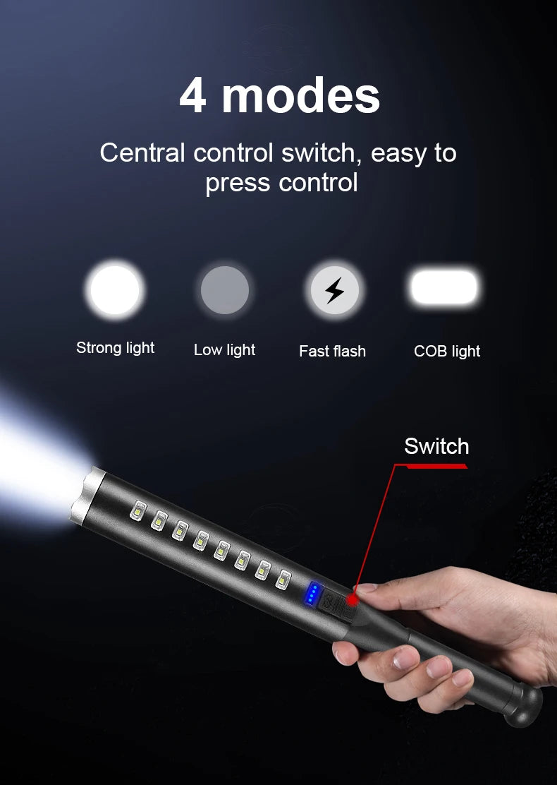 Super Powerful LED Flashlight 18650 Rechargeable Self Defense Flash Light Built-in Battery High Power Torch Tactical Hand Lamps