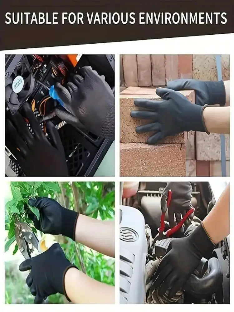 12 Pairs Protective Work Gloves Wear-resistant Non-slip Anti-static Gardening And Woodworking Machinery Safety Work Gloves
