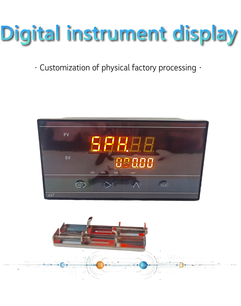 Industrial Force Measuring Indicator, 5V Sensor Supply + IN+/IN- Input, OUT1/OUT2 Relay Alarms, Dual Display 2 Relay Outputs,