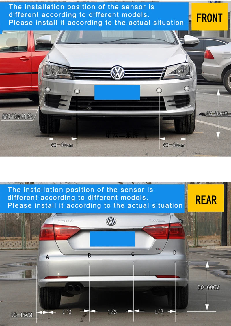 Vehicle Car 8 Parking Sensors System Reverse Backup Radar Front and Rear Assistant Kit Parktronic Auto Distance Detection Beep