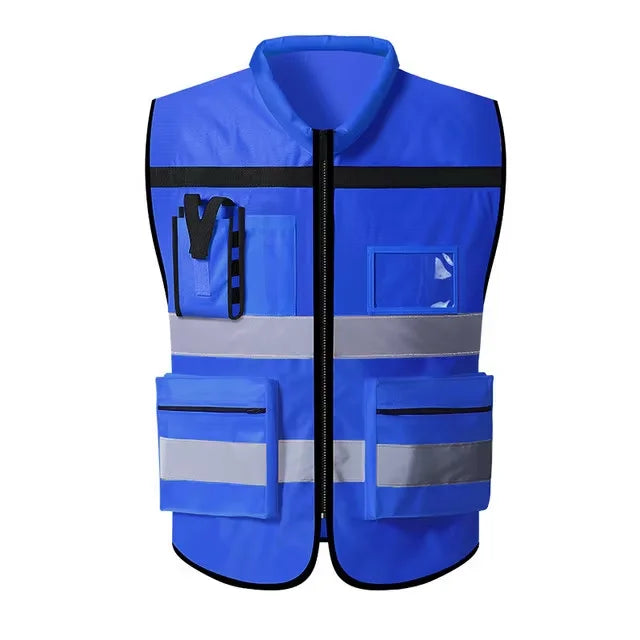 Custom Logo Safety Vest Hi Vis Vest Multi Pocket Construction Workwera ANSI Class 2 Standard Safety Volunteer Uniform