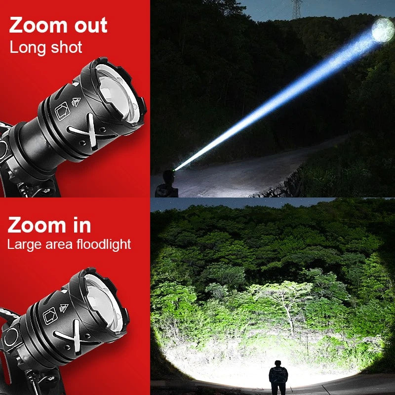 Strong Light Headlamp Portable LED Sensor Headlamp USB Rechargeable Head Flashlight Outdoor Camping Fishing Emergency Lantern