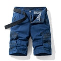 Summer Men's Cargo Shorts Baggy Straight Knee Length Pants Multi-Pocket Khaki Work 100%Cotton Camouflage Twill Short Belt Gift