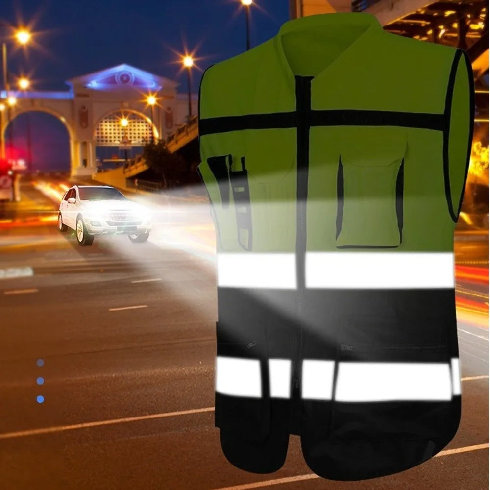 High Visibility Reflective Vest Warning One Size Outdoor Safety Clothing with Pocket Security Construction Clothes Sports