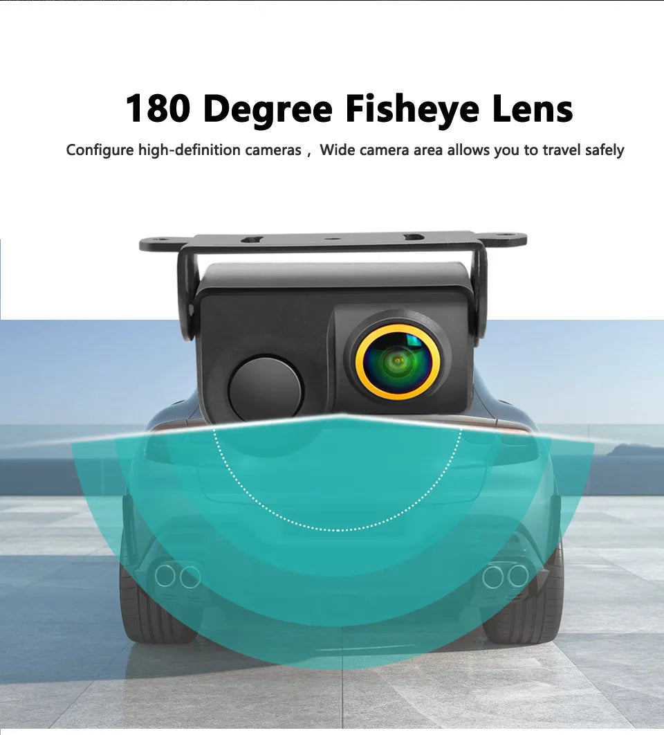 QMKJ HD 1080P Golden Lens Car Radar and Rear View Camera Rear Radar Sensor Early Warning Detector Car Rearview Vehicle Camera