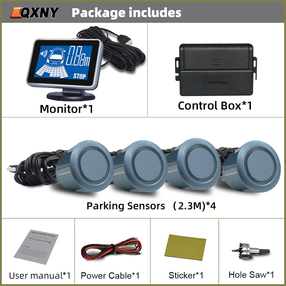 4 Parking Sensors System Backup Radar Reverse  for Car  Auto Vehicle Garage Parktronic Kit Distance Detection Buzzer Warn