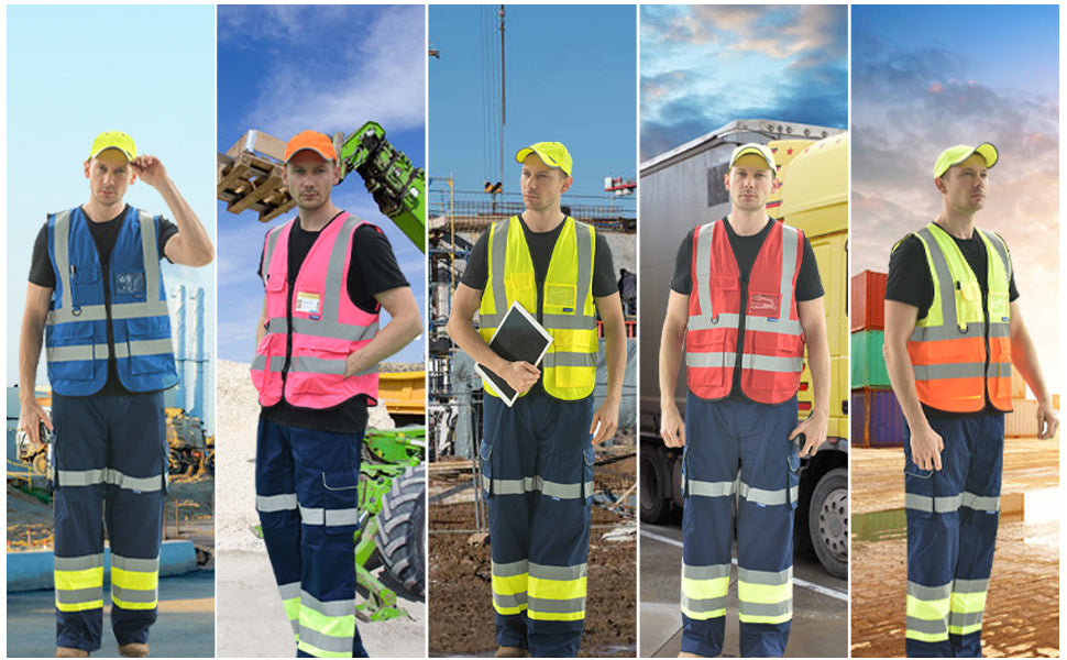 AYKRM High Visibility Reflective Vest  Safety Zip Pocket Hi Viz Security Waistcoats Multi Customized Logo Construction