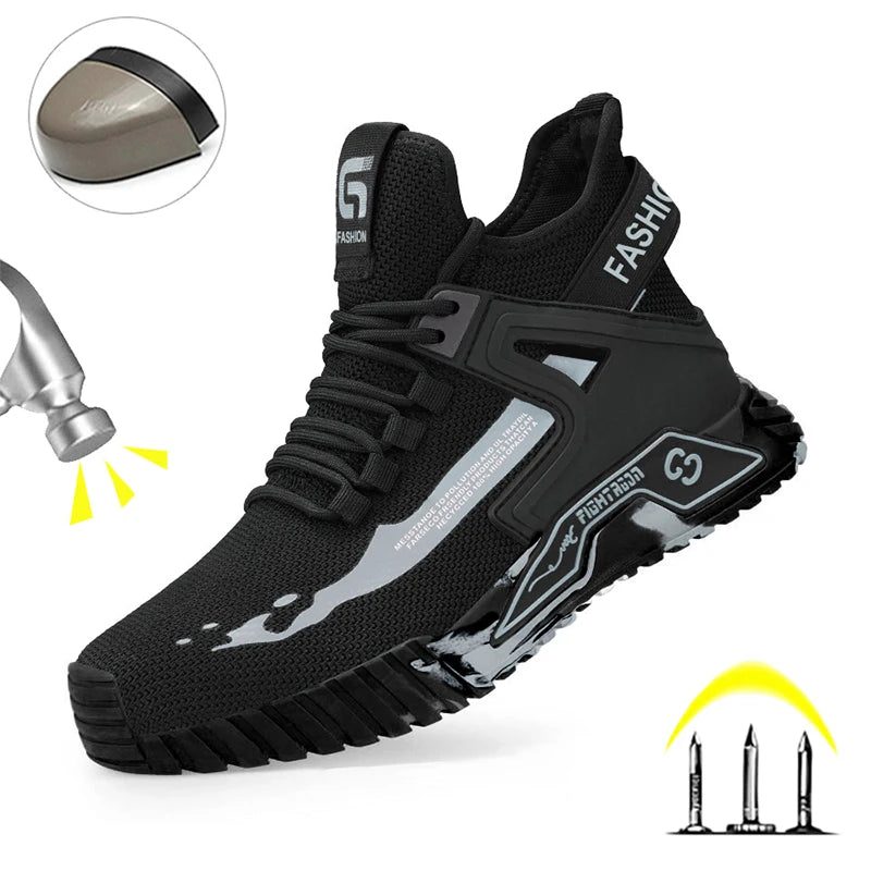 Steel Toe Work Shoes Woman Anti-Puncture Safety Shoes High top Safety Shoes Men Work Safety Boots Man Outdoor Security Boots