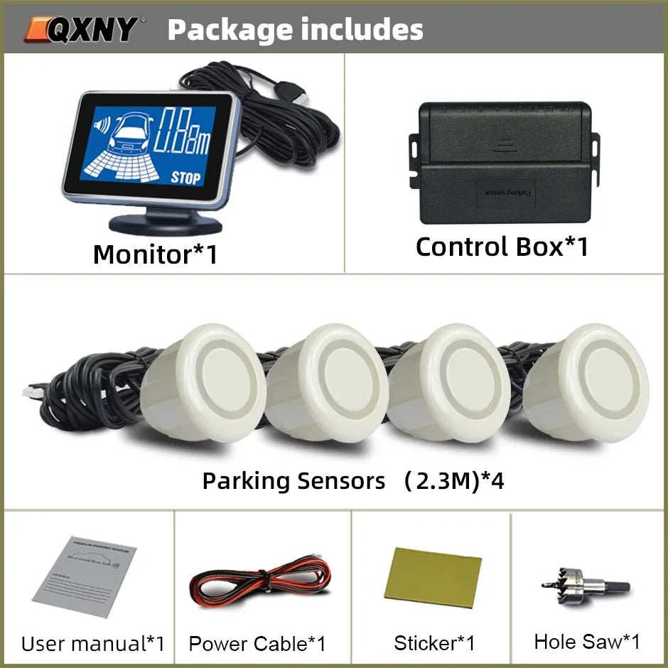 4 Parking Sensors System Backup Radar Reverse  for Car  Auto Vehicle Garage Parktronic Kit Distance Detection Buzzer Warn