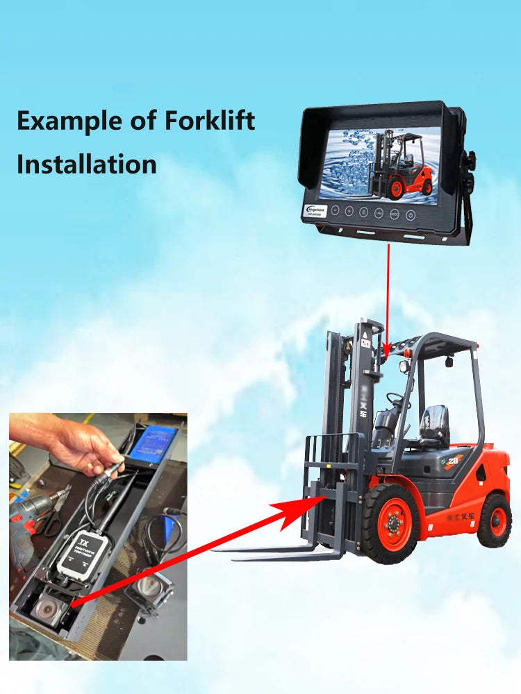 Forklift Wireless Waterproof Display Surveillance Camera HD AHD720P960P1080P Full Color Wide Angle Rear View Truck Truck 12V24V