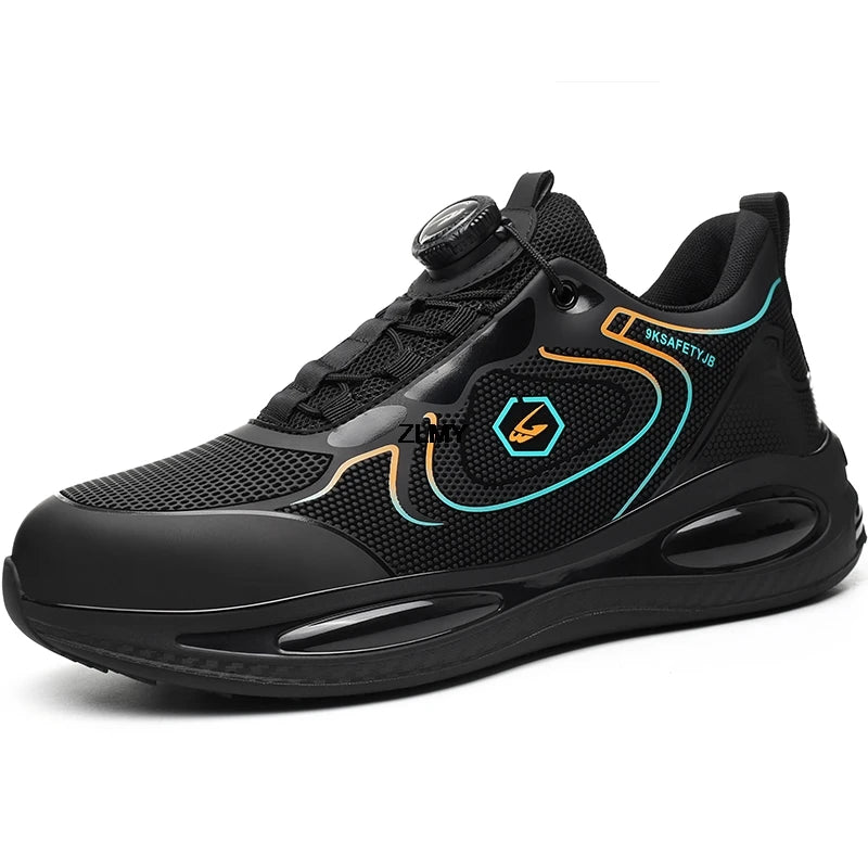 Waterproof Men Safety Shoes Steel Toe Sneakers Rotated Button Puncture Proof Work Safety Boots Man Air Cushion Working Footwear
