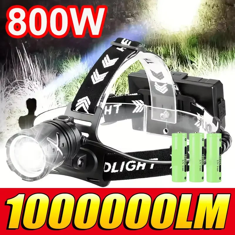 Strong Light Headlamp Portable LED Sensor Headlamp USB Rechargeable Head Flashlight Outdoor Camping Fishing Emergency Lantern