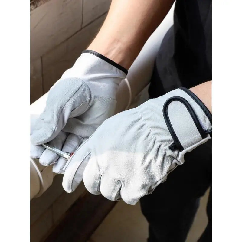Work Gloves Sheepskin Leather Workers Work Welding Safety Protection Garden Sports Motorcycle Driver Wear-resistant Gloves