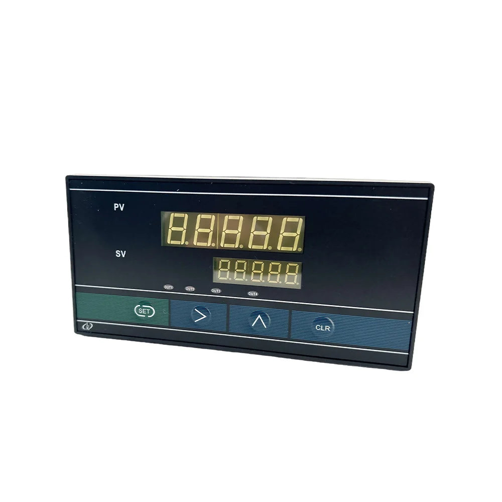 Industrial Force Measuring Indicator, 5V Sensor Supply + IN+/IN- Input, OUT1/OUT2 Relay Alarms, Dual Display 2 Relay Outputs,