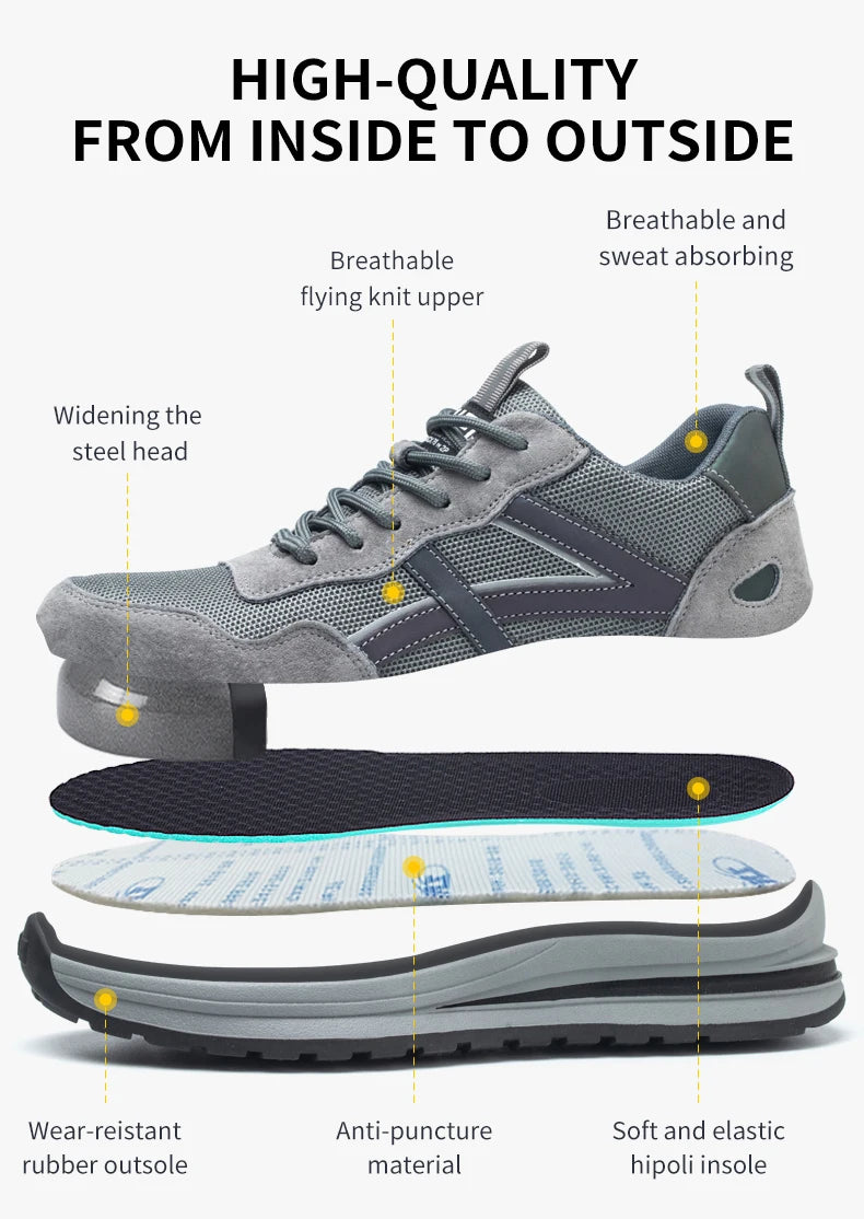 Safety Boots Working Shoes For Men Steel Toe Lightweight Footwear Security