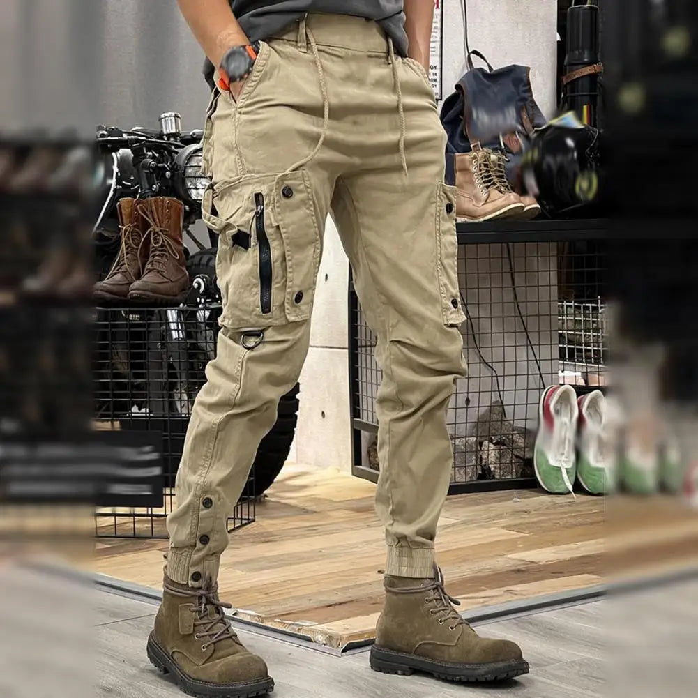 Cargo Pants for Mens Elastic Casual Trousers Zipper Multi Pocket Joggers Male Trousers Work Pants Jogging Pants