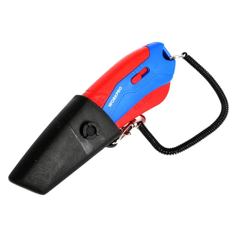 WORKPRO New Safety Cutter with Sheath & Lanyard, Self-Retracting Utility Knife, Compact Box Cutter, W013019