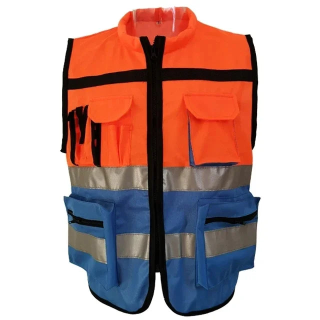 Custom Logo Safety Vest Hi Vis Vest Multi Pocket Construction Workwera ANSI Class 2 Standard Safety Volunteer Uniform