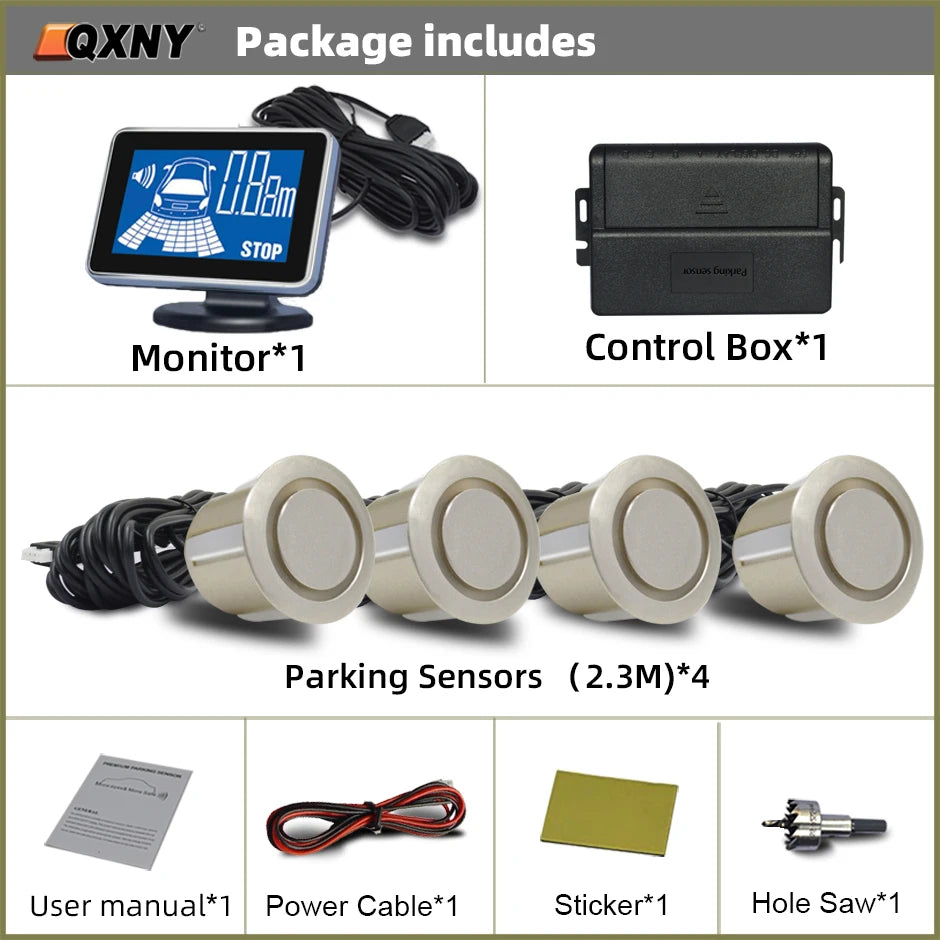 4 Parking Sensors System Backup Radar Reverse  for Car  Auto Vehicle Garage Parktronic Kit Distance Detection Buzzer Warn