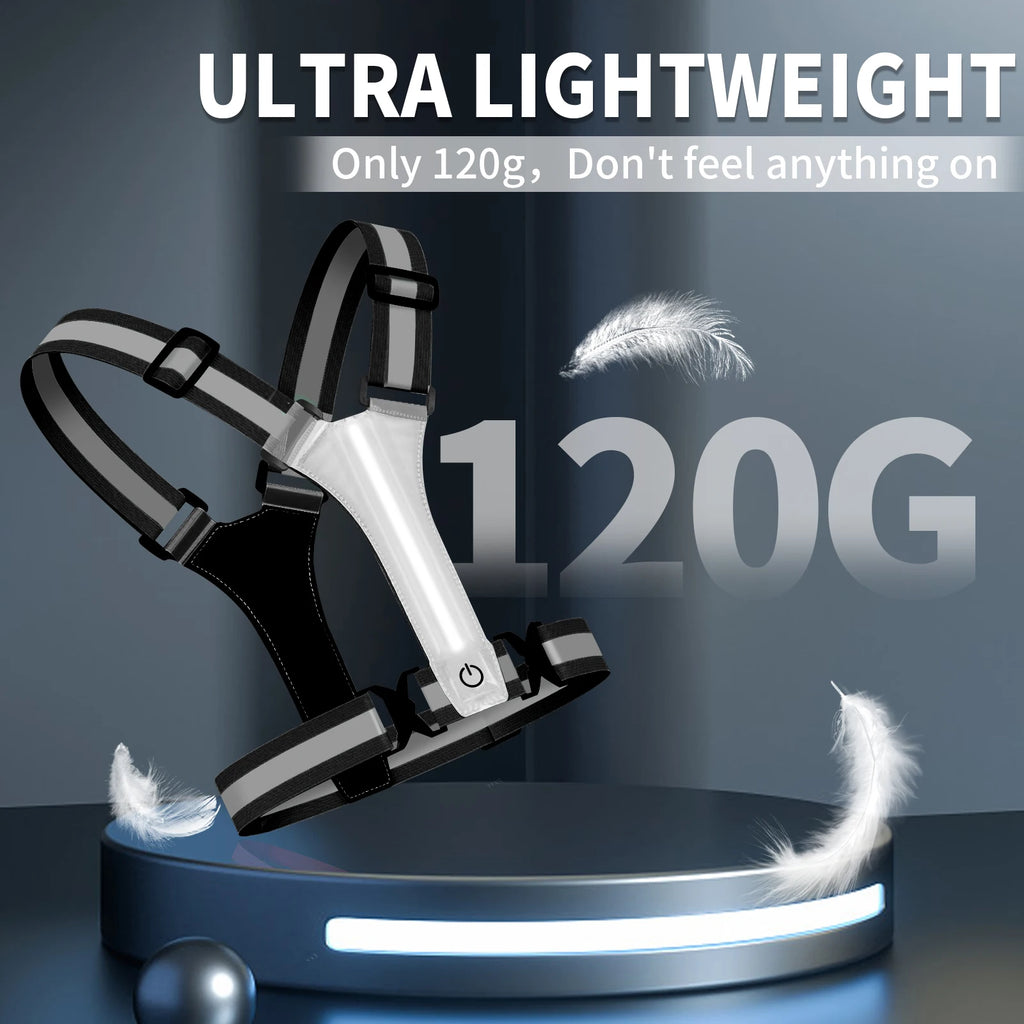 LED Reflective Vest Running Gear USB Rechargeable LED Light Up Vest High Visibility Running Lights for Jogging Running Walking