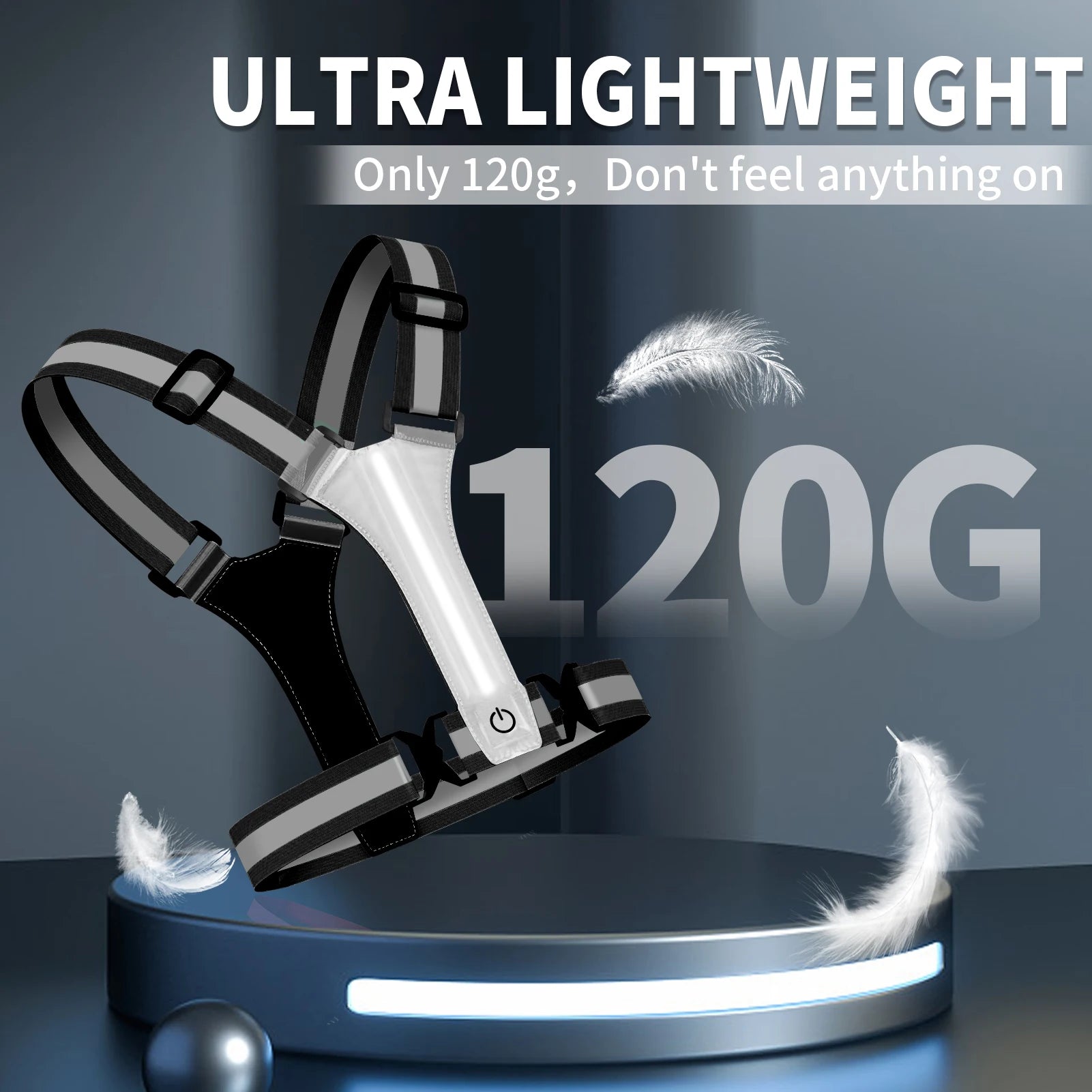 LED Reflective Vest Running Gear USB Rechargeable LED Light Up Vest High Visibility Running Lights for Jogging Running Walking