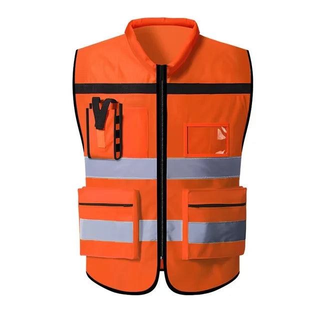 Custom Logo Safety Vest Hi Vis Vest Multi Pocket Construction Workwera ANSI Class 2 Standard Safety Volunteer Uniform