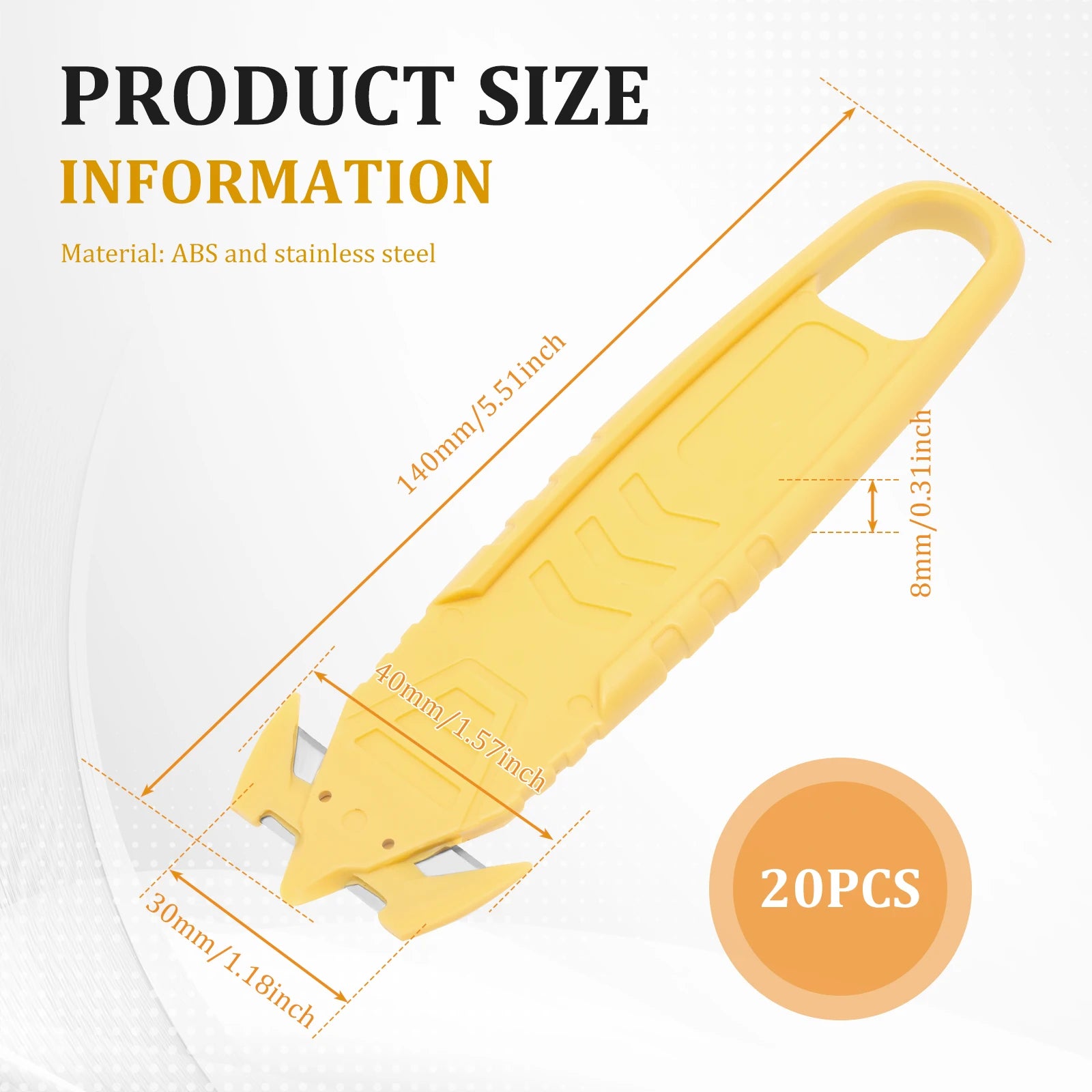 20/10 Pcs Film Safety Cutter Efficient Safety Box Cutters Multi-functional Package Opener Tools Tape Splitter for Shrink Wrap