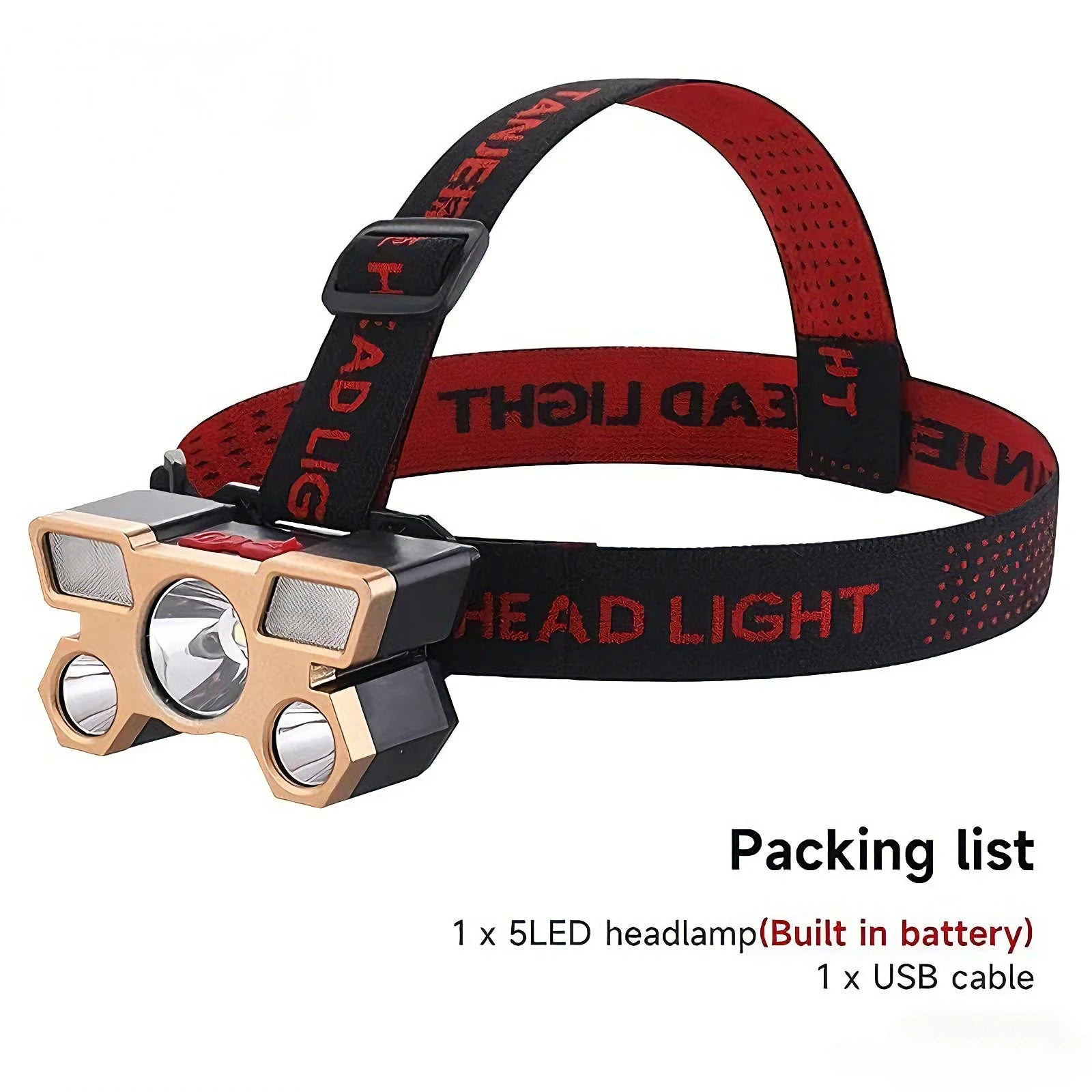 Powerful LED Flashlight Rechargeable with Built in Lithium Battery Strong Head Light Camping Adventure Fishing Cycling Headlamp