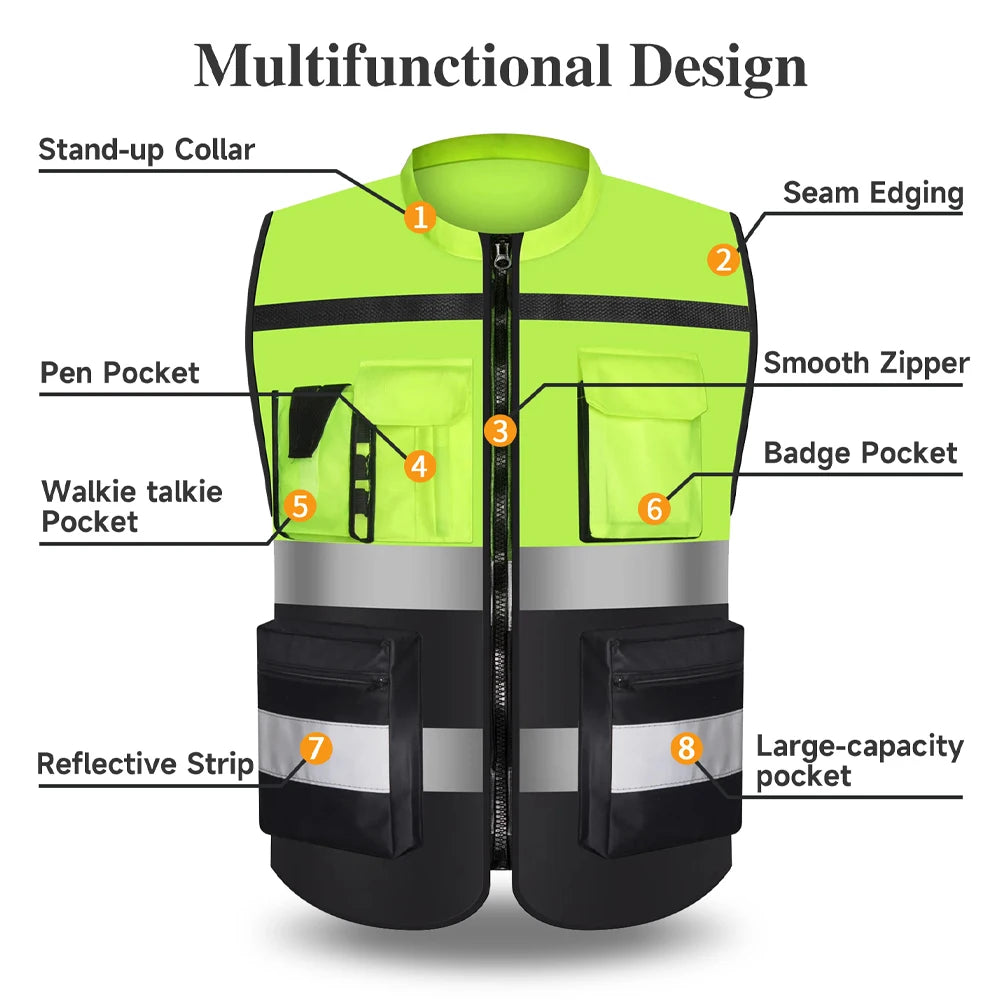 Safety Vest Custom LOGO TEXT High Visibility Working Clothes Construction Work Uniform Engineer Safety Vest