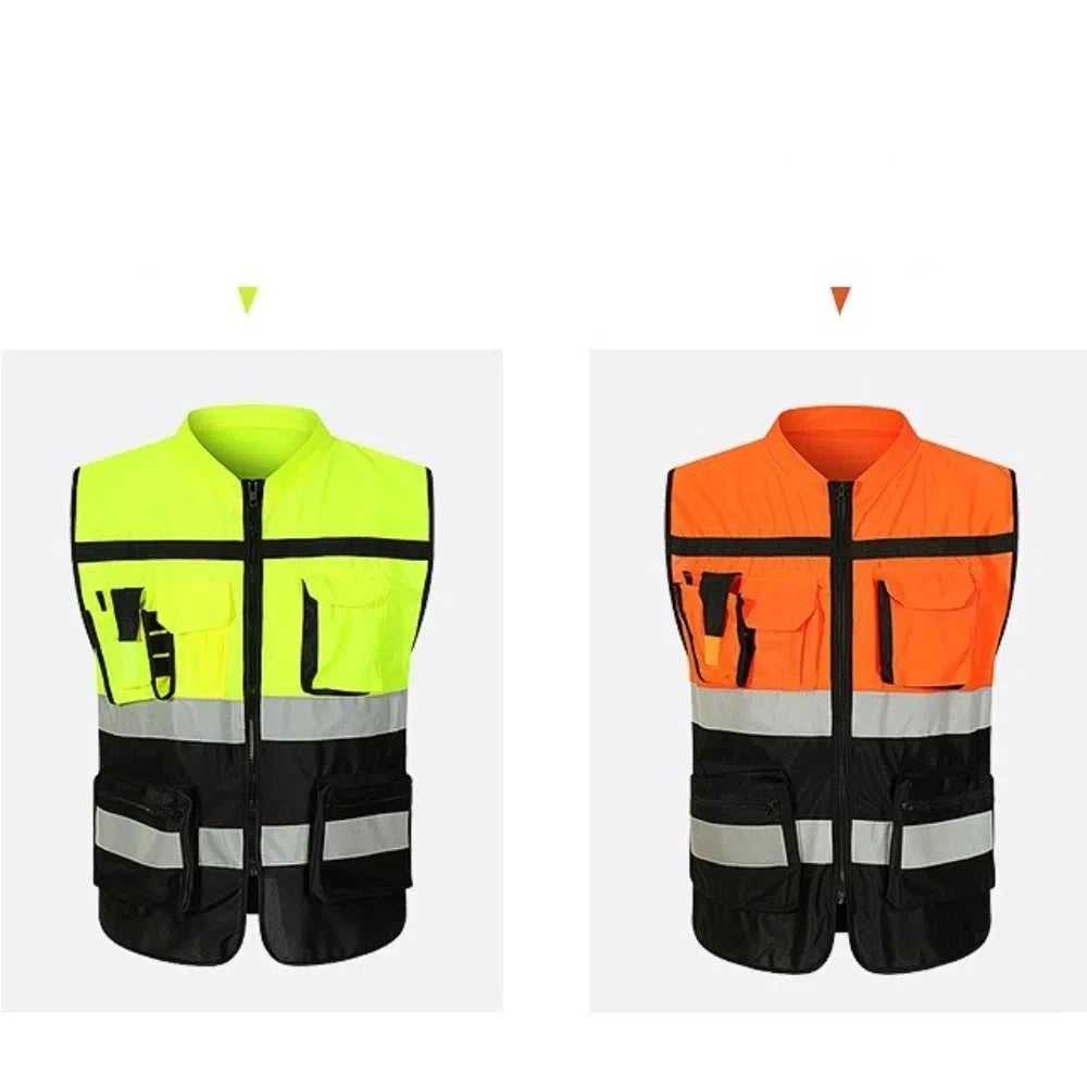 High Visibility Reflective Vest Warning One Size Outdoor Safety Clothing with Pocket Security Construction Clothes Sports