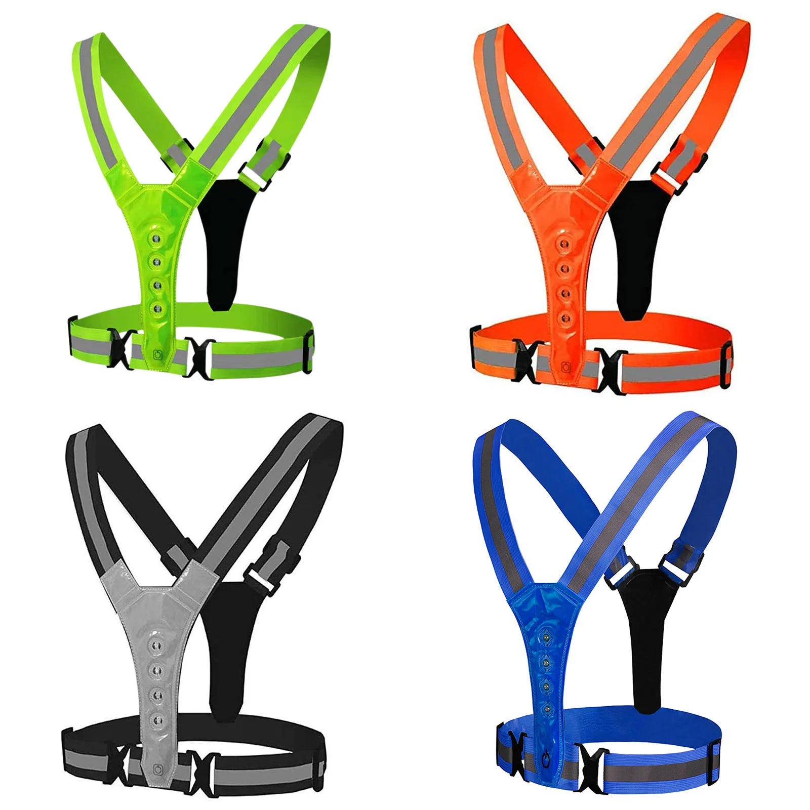 LED Reflective Running Vest Adjustable Elastic Flashing LED High Visibility Reflective Vest Cycling Security Vest for Running an