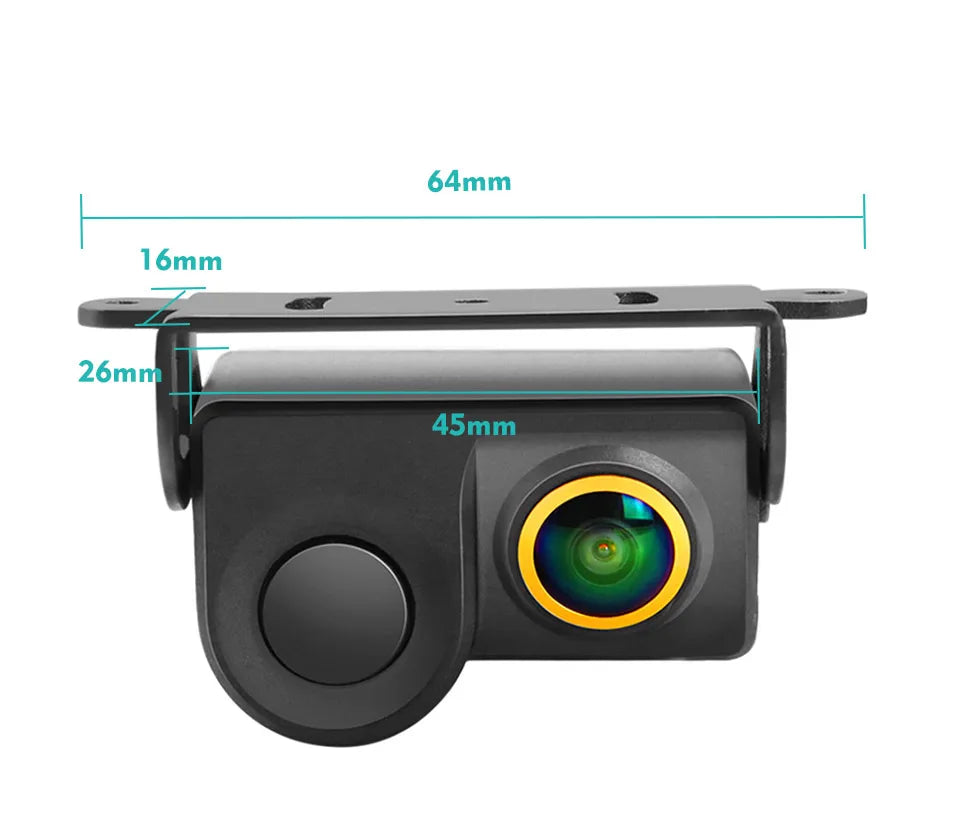 QMKJ HD 1080P Golden Lens Car Radar and Rear View Camera Rear Radar Sensor Early Warning Detector Car Rearview Vehicle Camera