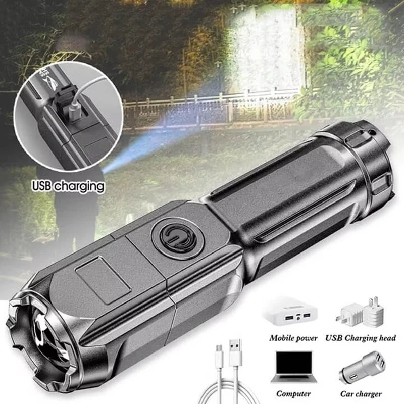 LED Flashlight Strong Light Rechargeable Waterproof Multi Functional Light For Outdoor Camping Fishing Work Lighting Flashlight