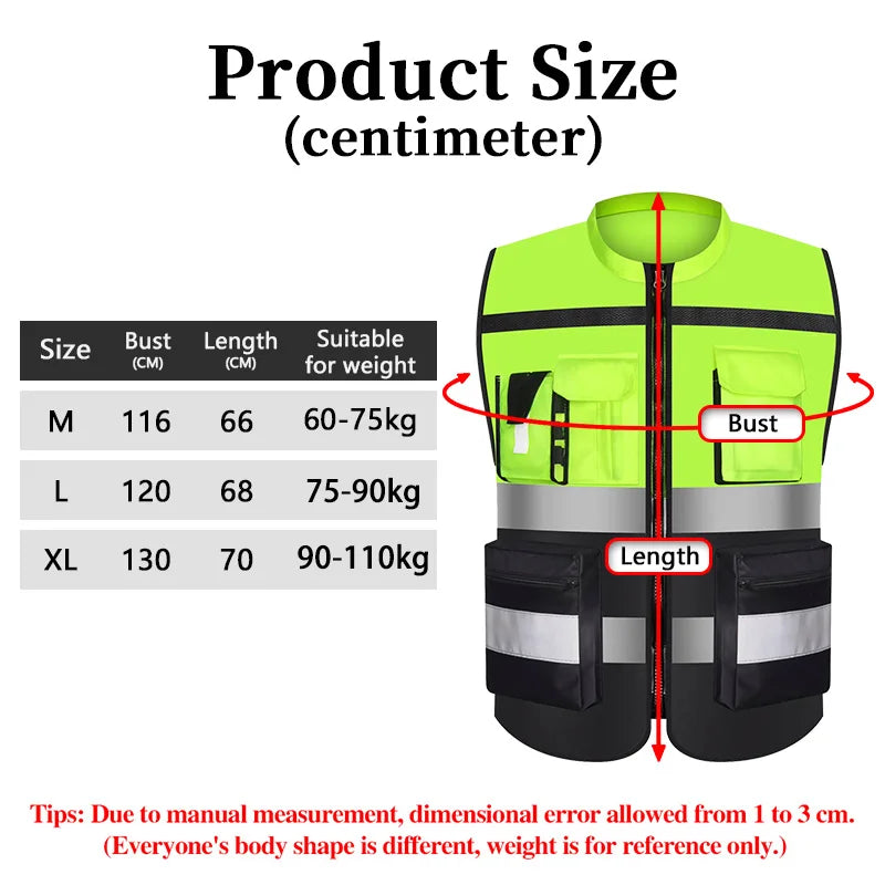 Custom Logo Safety Vest Hi Vis Vest Multi Pocket Construction Workwera ANSI Class 2 Standard Safety Volunteer Uniform