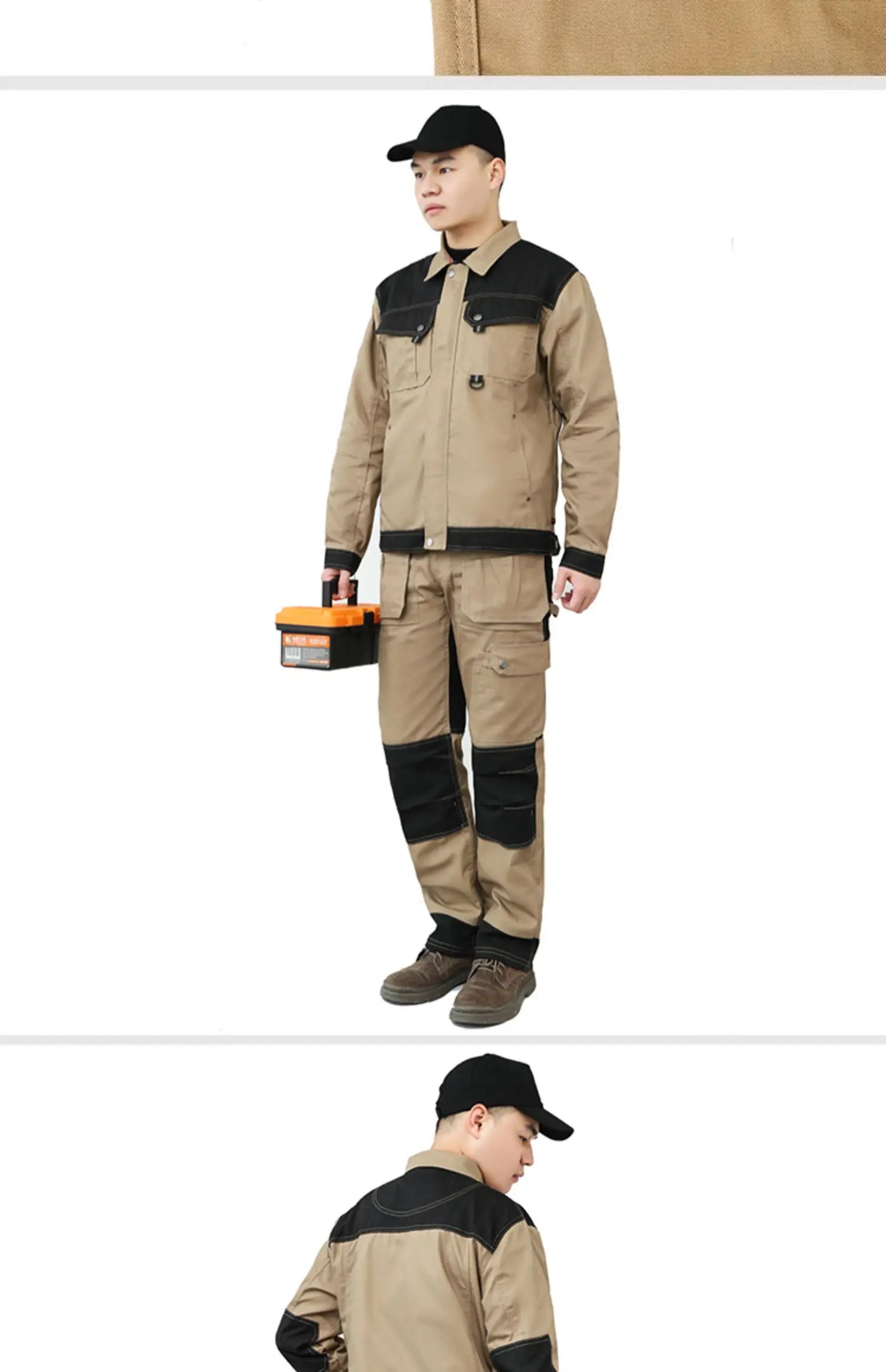 Cotton Working Pants Men Workwear Multi Pockets Cargo Pants Work Trousers Men with Knee Pads Workers Electrician Pants