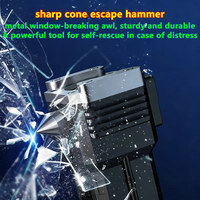 Led Flashlight with Safety Hammer Work Light Emergency Self-Rescue Broken Window Torch USB Rechargeable Tactical Light Lantern