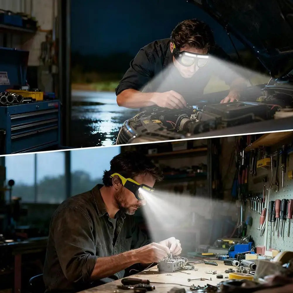 Headlamp With 2 Lens,Rechargeable LED Safety Glasses Headlights ,Detachable Sunglasses,Headlamp For Working,Riding,Night Fishing