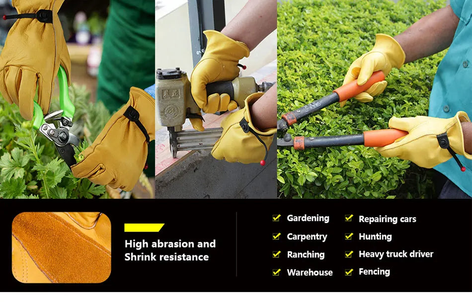 1 Pair Work Gloves Welding Working Gloves Cowhide Leather Palm Safety Protective Garden Mechanical Repaire Gloves Wear-resisting