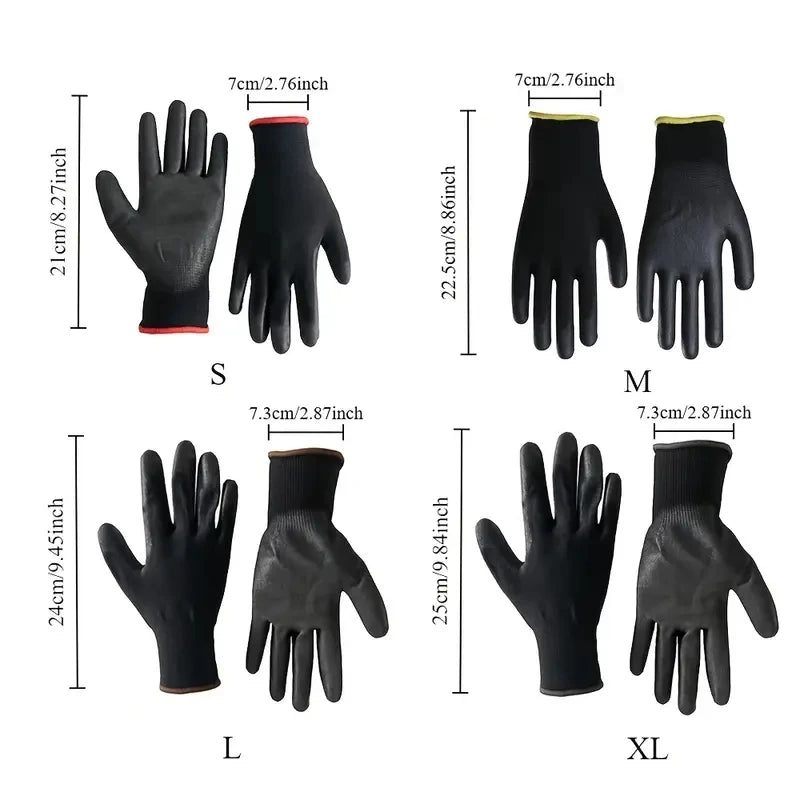 12 Pairs Protective Work Gloves Wear-resistant Non-slip Anti-static Gardening And Woodworking Machinery Safety Work Gloves