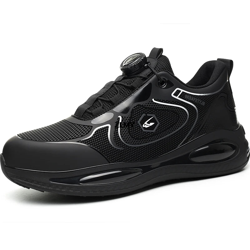 Waterproof Men Safety Shoes Steel Toe Sneakers Rotated Button Puncture Proof Work Safety Boots Man Air Cushion Working Footwear