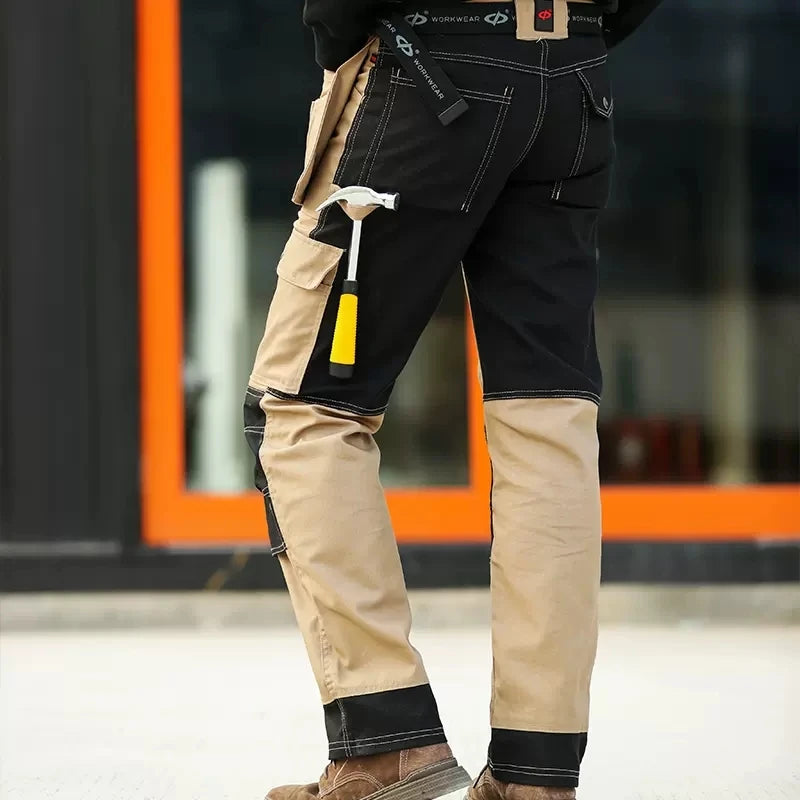 Cotton Working Pants Men Workwear Multi Pockets Cargo Pants Work Trousers Men with Knee Pads Workers Electrician Pants
