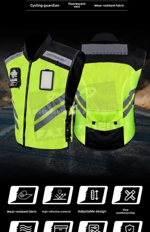 Motorcycle Safety Riding Suit Reflective Vest Motorcycle Cooling Vest Motorcycle Travel Night Fluorescent Breathable Biker Vest