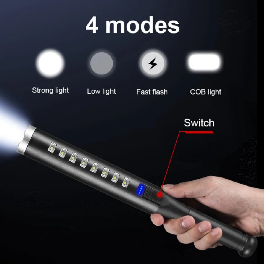 Super Powerful LED Flashlight 18650 Rechargeable Self Defense Flash Light Built-in Battery High Power Torch Tactical Hand Lamps