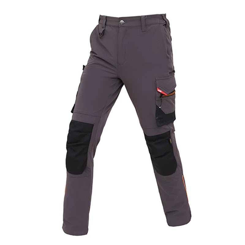 High-stretch Work Pants Multi Pockets Cargo Work Trousers Men with Reflective Stripes Hi Vis Workwear Pants with Knee Pads